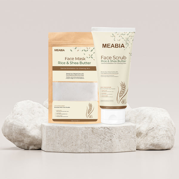 Meabia Glow Bundle With Rice & Shea Butter (Face Mask + Scrub)