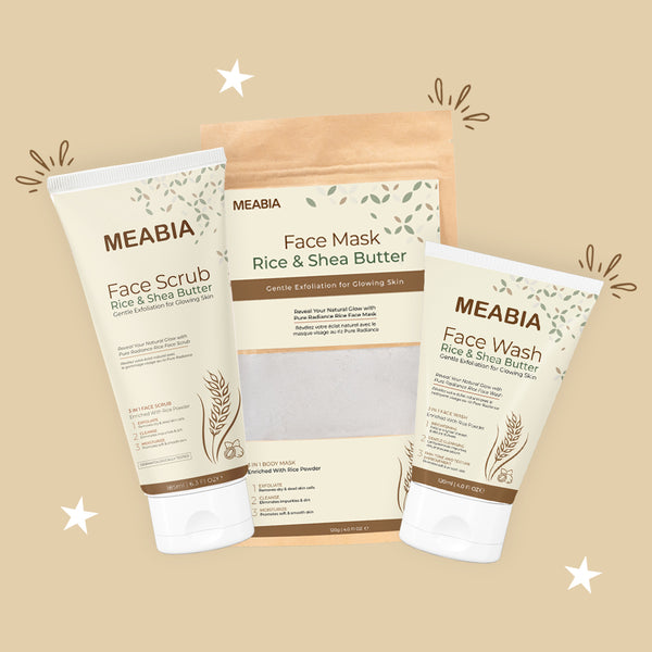 Rice Glow & Bright Bundle with Shea butter (Face Wash + Face Scrub + Face Mask)
